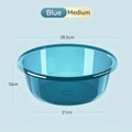 Blue translucent plastic washbasin medium size with 28.5cm top diameter and 10cm height - Medium / Transparent Blue