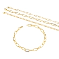 4-piece set of 18k gold-plated stainless steel chains including paperclip and curb styles - 19cm / Gold Bracelet 4-Piece Set
