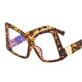 Oversized tortoiseshell geometric blue light glasses with gold hinge details - Tortoise Frame Clear Lens