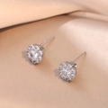 Sparkling S925 sterling silver sunflower stud earrings with cubic zirconia stones - Flower Cluster Earrings (925 Sterling Silver Earring Post) / Steel