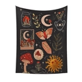 Black bohemian tapestry with mystic mushroom, moon, and sun patterns for wall decor - 73X95CM / Forest Mushroom