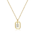 Detailed shot of a gold S925 sterling silver necklace with a crystal letter E pendant - 18k Gold【E】