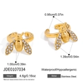 Anillo de abeja dorado en acero inoxidable con cristales blancos y medidas del producto - Conjunto de Pendientes Abeja (JDE0107034)