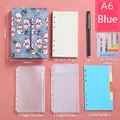 A6 Blue Lucky Cat Budget Binder Planner Set with zipper pockets and cash envelopes - A6 Size/100 Sheets / Blue Snap Button Set