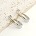Boucles d'oreilles minimalistes longues en U en acier inoxydable argenté poli miroir - Acier