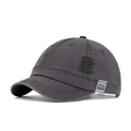 Gorra de béisbol gris oscuro lavado con visera corta y detalles de parches retro - Gris