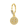 Detail van de 18k vergulde neusring met smiley-hanger en schitterende zirkonia-steentjes - Smiley Hanger Neusring
