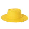 Dettaglio della trama di un cappello da sole giallo a tesa larga per l'estate all'aperto - Regolabile / Giallo