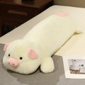 Long cartoon pig plush pillow in soft beige and pink for cozy sleeping support - White Pig - Faux Rabbit Fur