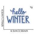 Détail de l'écusson brodé hello WINTER avec dimensions précises indiquées en cm - Patch de Noël Bleu 4# (Hello Winter)