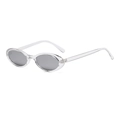 Occhiali da sole ovali rétro con montatura trasparente e lenti colorate grigio scuro - C4 / Montatura Grigio Trasparente Specchio Argento