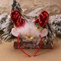 Christmas reindeer antler headband with festive bells and red metallic fabric - Cartoon Antlers Red