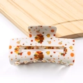 Molla per capelli rettangolare Ringraziamento con stampe di tacchino e zucca su bianco - Lucido Tacchino Zucca Foglie