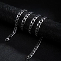 Silver stainless steel Cuban link chain necklace for men with lobster clasp on black background - Curb Chain / 7mm Width 50cm Length