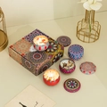 Set regalo candele profumate di soia con barattoli mandala e fiori essiccati - Set Regalo Stile Etnico