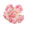 Artificial pink gradient burnt edge rose flower head for DIY Valentine decorations - Pink & White