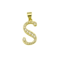 Détail du collier pendentif lettre S plaqué or orné de pierres de zircone cubique - Lettre S (Pendentif uniquement)