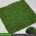 Artificial moss mat 1mx1m with dark green silk texture on black pearl cotton backing - 1m*1m / Dark Green