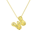 Detail of gold letter W bubble pendant necklace with clear zircon stones on white background - Letter W / Gold