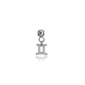 Polished silver stainless steel Gemini zodiac charm for necklaces and DIY bracelets - Gemini / Silver