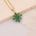 Exquisite gold necklace featuring emerald green zircon flower pendant on stone base - Emerald Flower Style (6#)