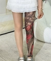Collants transparents avec imprimé tatouage de carpe koi et pivoine élastique - Collant en Soie Guipée avec Gousset / Tatouage de Carpe Koi