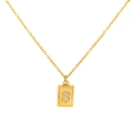 18k gold plated stainless steel square pendant necklace featuring letter S zircon - Letter S(S-N150-S)