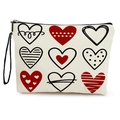 Neceser de lona con nueve estampados de corazones y correa de mano negra - Estilo de Cuadrícula 3x3 Corazones (xy-055-3) / Con Correa