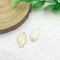 Golden metal leaf charms in hollow vein and dotted texture for DIY jewelry making - 1pc Textured Single-Sided Leaf Charm