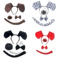 Set costume da dalmata con cerchietto maculato, papillon, naso e coda per feste - Set Cane Dalmata 4 Pezzi 4 Colori