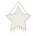 Star-shaped golden metal wall grid jewelry organizer with hooks for earrings and decor - Star Gold