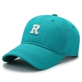 Classic R-letter embroidered baseball cap in bright teal cotton twill material - Adjustable / Lake Blue