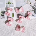 Pink bow-shaped plush bouquet decorative pieces with white pom-pom for Christmas gift wrap - Pink Bowknot / Pink
