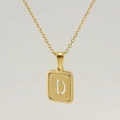 Pendentif lettre D en or 18K évidé sur chaîne en acier inoxydable pour femmes - Lettre D