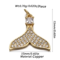 Golden copper fishtail pendant with sparkling clear crystals, 15mm size for jewelry DIY - Pave Fishtail (CX143-2)