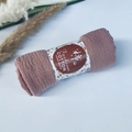 Pleated cotton viscose bubble shawl in dusty rose pink with handmade paper band wrap - Style #41