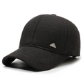 Gorra de béisbol de invierno para hombre en marrón café con tela térmica y placa de metal - Ajustable / café