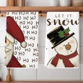 Christmas dish towels set with Santa Claus and Snowman prints for kitchen decor - Santa and Snowman Set (MJBT66-29) / 2 Pieces/Pack (40*60cm) / White