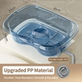 Blue transparent portable hair washing basin with telescopic drainage tube and PP material - Upgraded Blue PP Basin + Drain Pipe