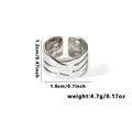 Silver fish tail titanium steel open ring featuring a unique crisscross textured finish - TYR0468 / Silver Crossover Stripes