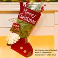 Christmas stocking with 3D Santa Claus figure in red burlap and velvet, size 30x49cm - Santa Claus Style (068-A)
