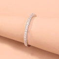 Anello minimalista in ottone argento con pietre di zircone bianco da donna - Argento/Zircone Rotondo/Chiuso