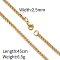 2.5mm gold 18K plated stainless steel cable chain necklace, 45cm length with lobster clasp - Round Pearl Chain (Gold 45cm) / Width 2.5mm