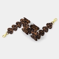 Leopard print heart-shaped shoulder strap with golden lobster clasps for handbags - Silver Clasp / Brown Leopard