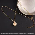 Golden titanium steel spinning clover necklace with zircon pave and white shell pendant - Shell Flower Style (A845)