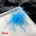 Elegant ostrich feather brooch and hair clip accessory in vibrant blue for party events - Blue