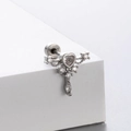 Silver titanium heart cubic zirconia stud earring with water drop dangle on white block - Heart Droplet Style (A112-2#) / Single Piece
