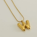 Balloon style gold letter W pendant with sleek snake chain for hip hop style fashion - Letter W / Gold