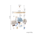 Blue felt cloud baby crib mobile with wooden ring dimensions and weight details - Blue Cloud Star Mobile
