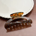Elegant tortoise shell patterned cellulose acetate moon-shaped hair claw clip - 10.5cm / Blue Brown
